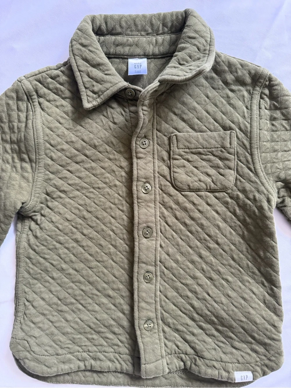Baby Gap Toddler 3T Olive Green Quilted Shirt Jacket Shacket